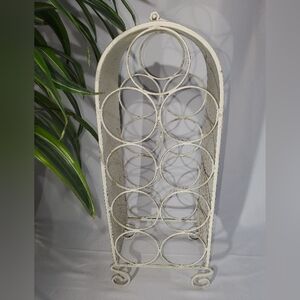 Vintage-Style White Metal Wine Rack